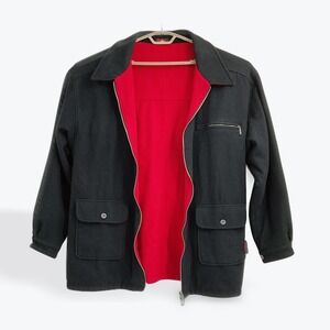 Vintage Marlboro Reversible Wool Blend Jacket Mens XL Red Black Full Zip Pockets